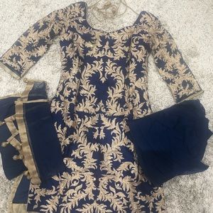 Indian Outfit - Navy Blue Patiala Suit